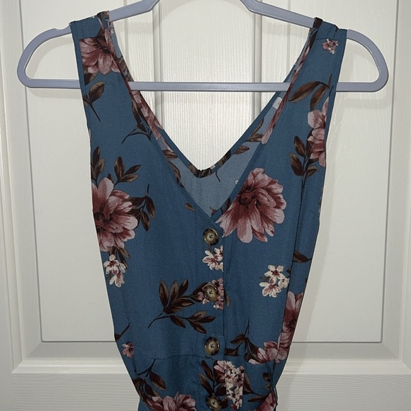 Navy Blue Floral Romper - Picture 5 of 8